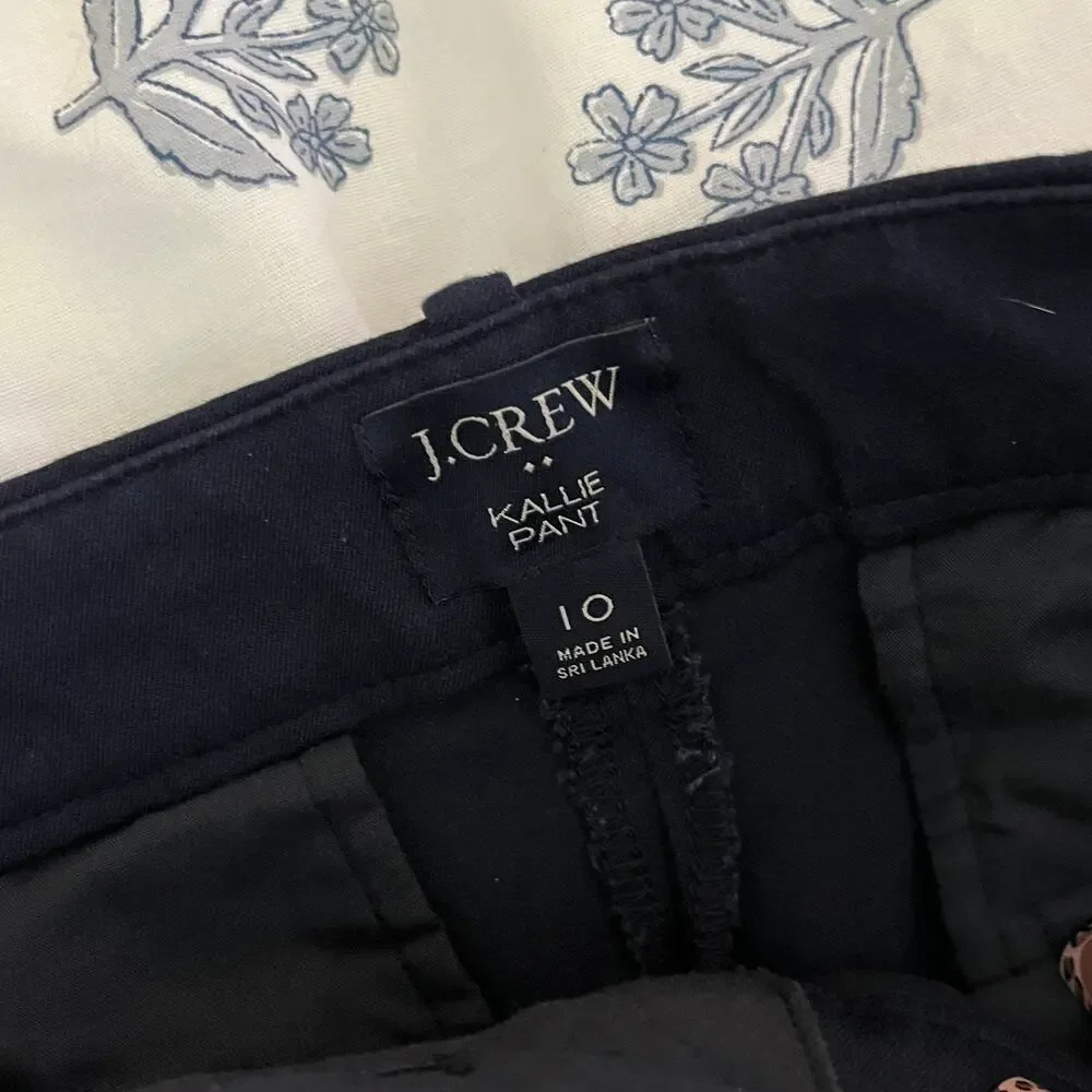 J.Crew Kallie Straight Leg Pants Preppy Career Zip Fly‎ Women Navy Blue 10